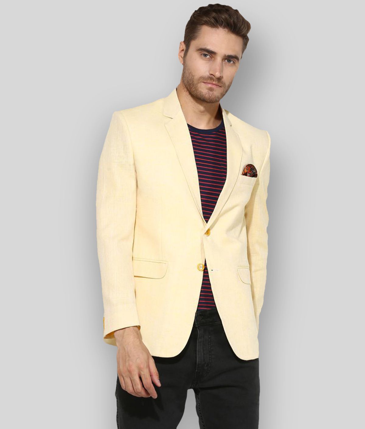     			Hangup - Yellow Linen Regular Fit Men's Blazer ( Pack of 1 )
