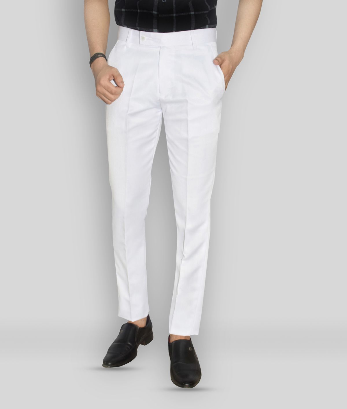 Kundan - White Polycotton Slim - Fit Men's Formal Pants ( Pack of 1 )