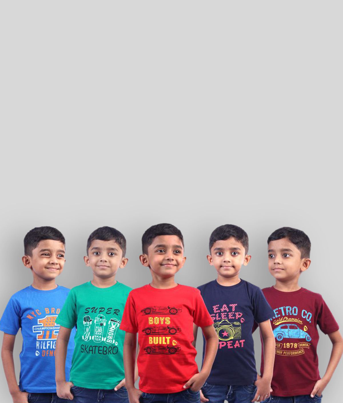     			Soft Apparels Peppy Kid's Printed Cotton T-Shirt (Half sleeve) - Pack of 5 - Combo1