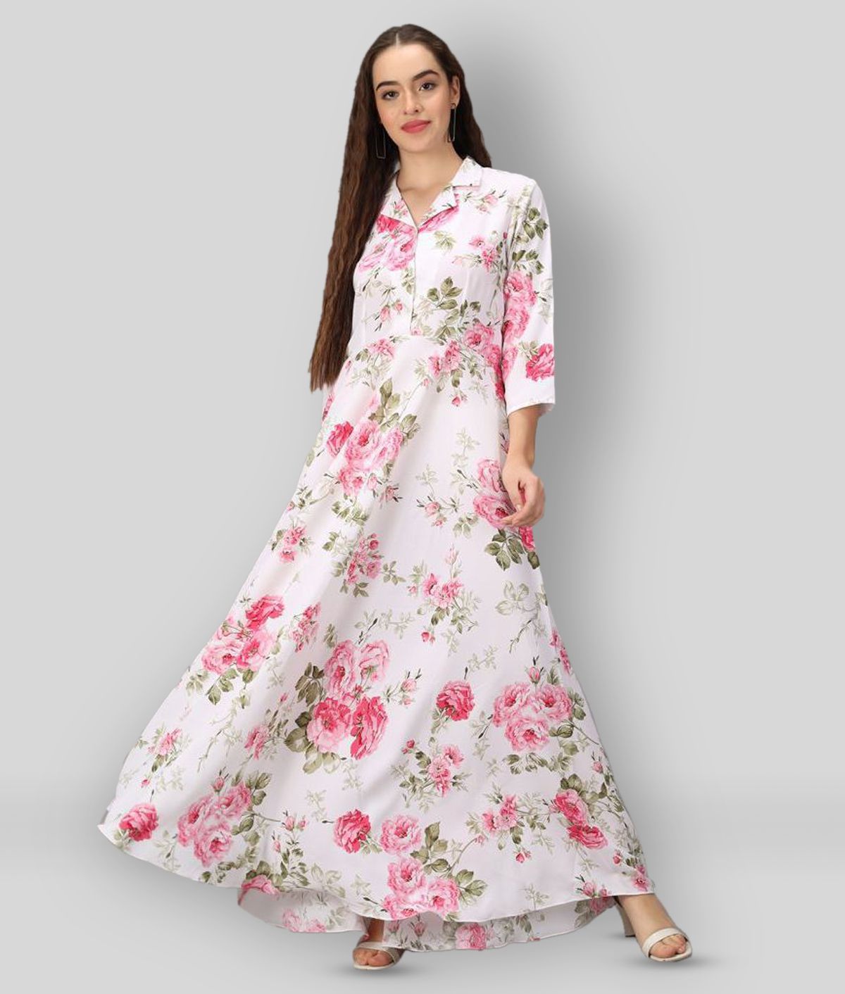     			Rudrakriti - White Crepe Women's A- line Dress ( Pack of 1 )