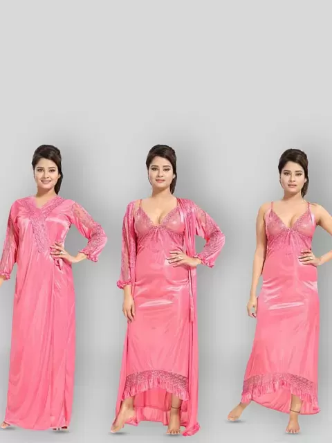 Women's pink satin nighty by GG EXPORTS GROUP, Made in India