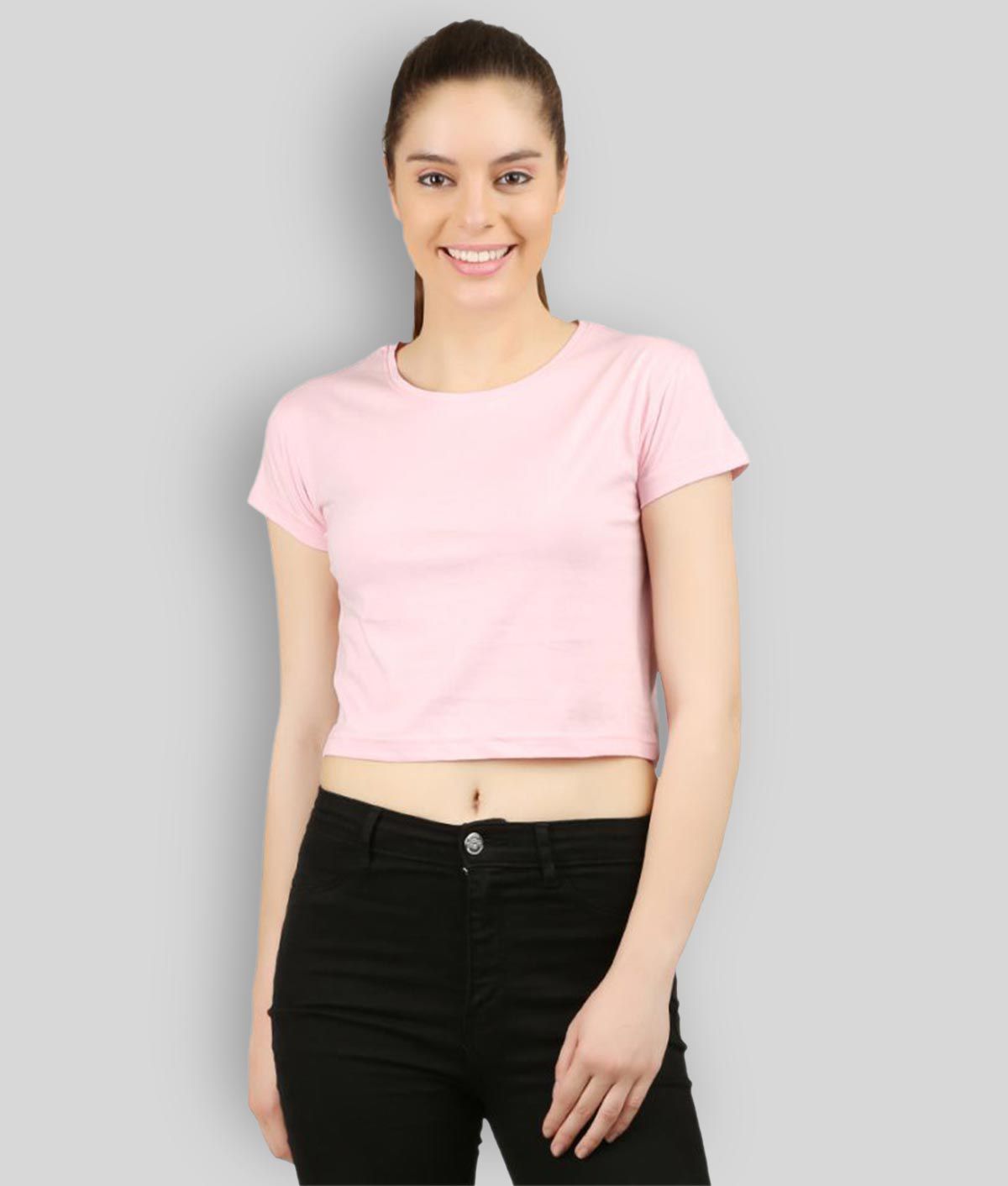     			Ap'pulse - Pink Cotton Women's Crop Top ( Pack of 1 )