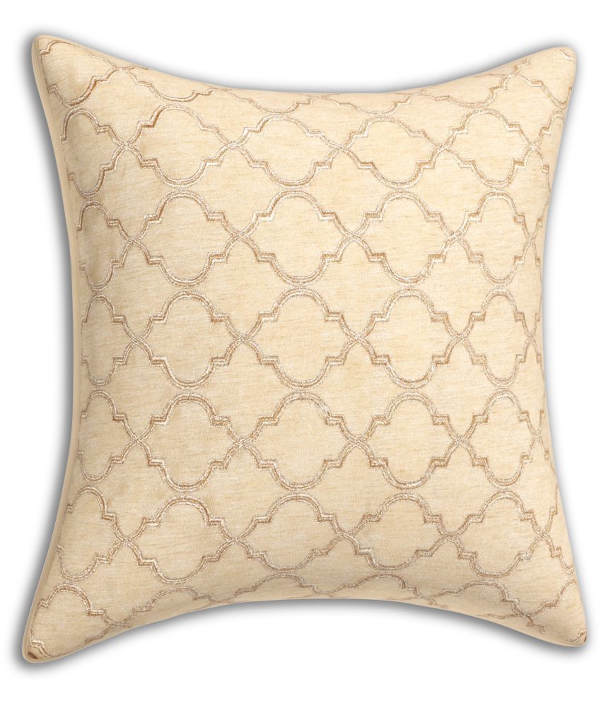     			INDHOME LIFE - Beige Set of 1 Silk Square Cushion Cover