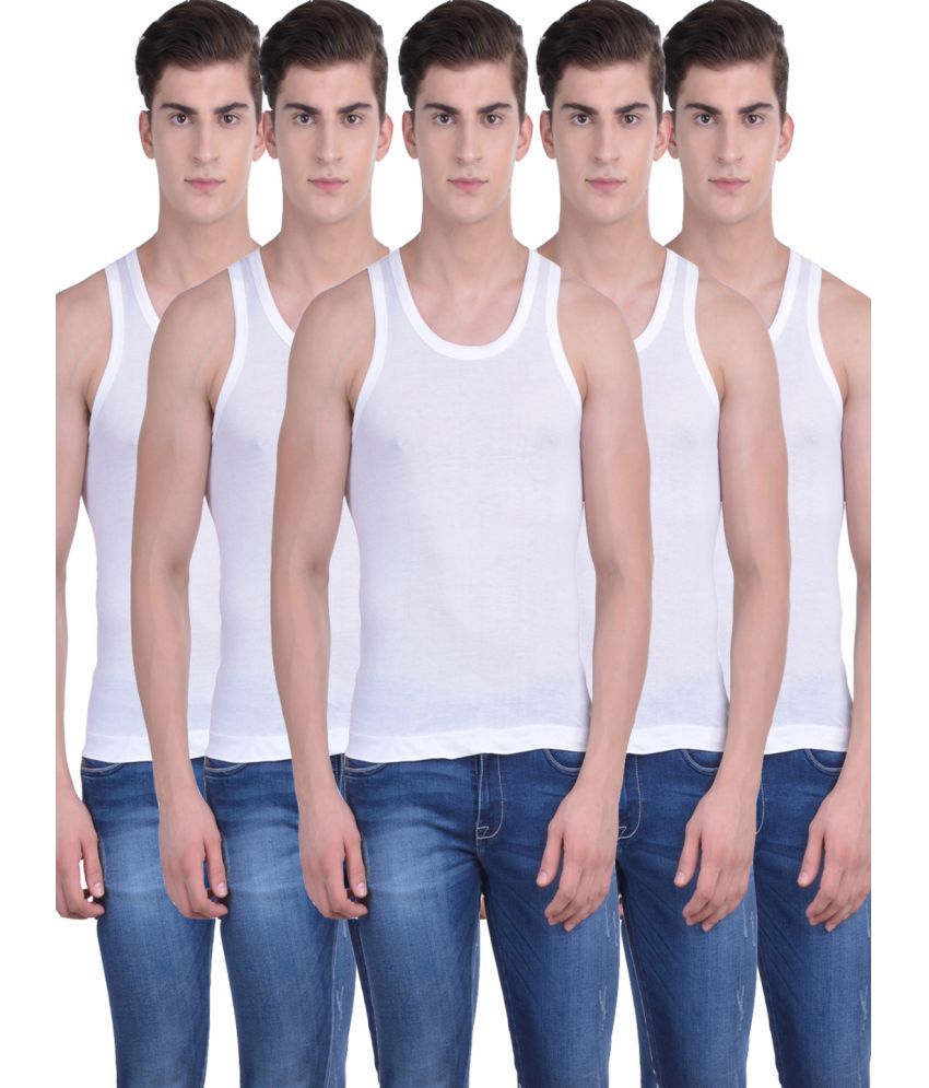     			Force NXT Pack of 5 Cotton Men's Vest ( White )