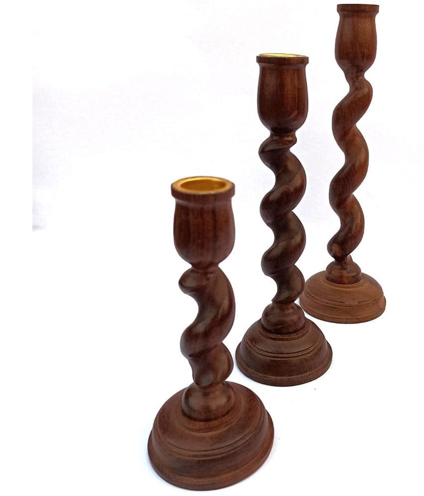     			SWH Table Top Wood Tea Light Holder - Pack of 3