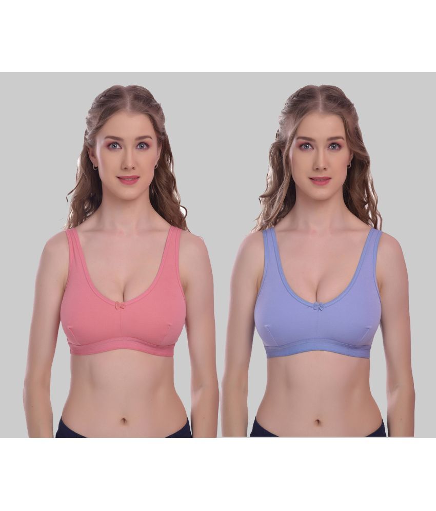     			Elina Pack of 2 Cotton Non Padded Women's Everyday Bra ( Purple )