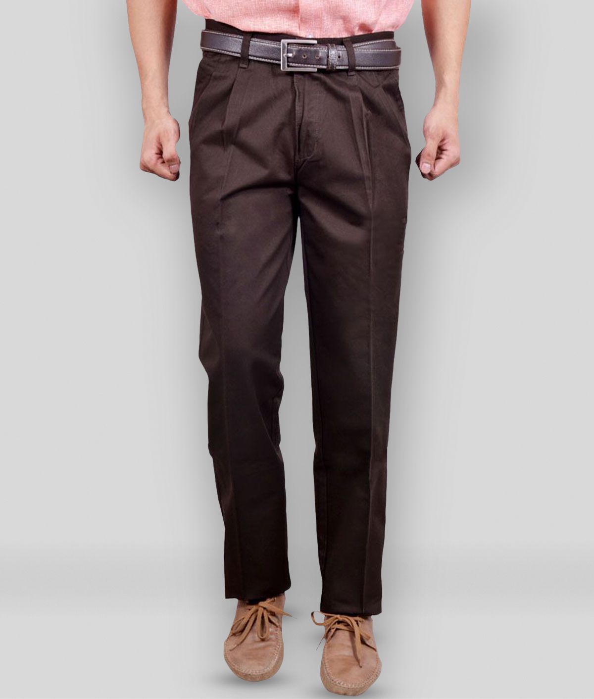     			Studio Nexx - Brown Cotton Regular-Fit Men's Formal Pants ( Pack of 1 )