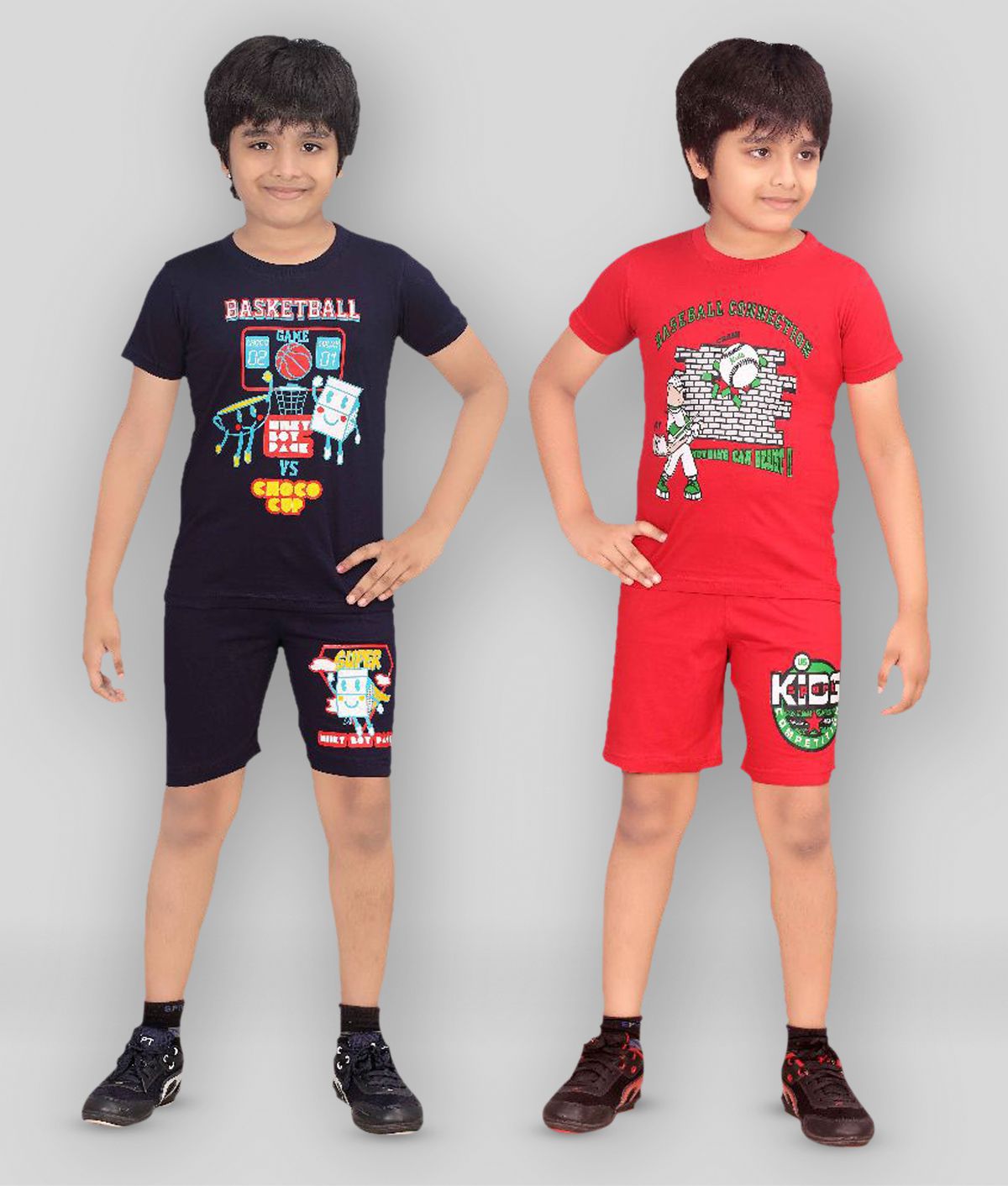     			Dongli - Multi Cotton Boy's T-Shirt & Shorts ( Pack of 2 )