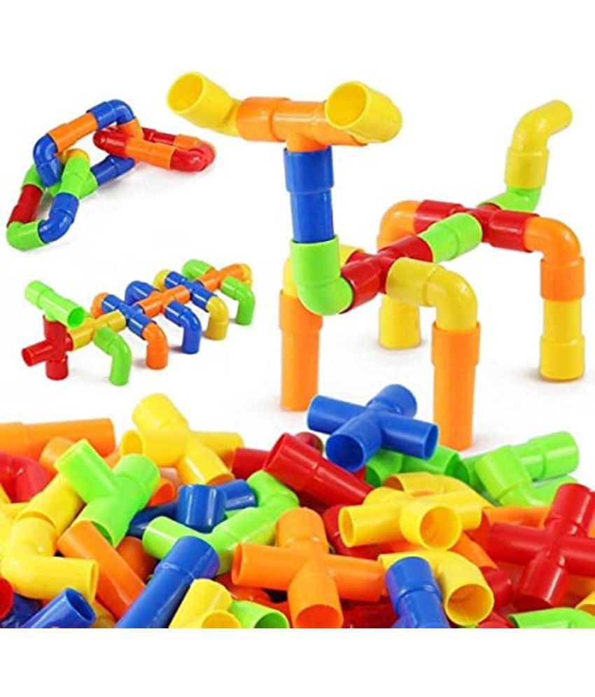     			Fratelli Unbreakable Building Blocks Pipe Blocks Creative Tube Locks Construction Set Toy with Wheels Kids Educational Preschool Learning Toys Plastic Water Pipe Shaped Blocks - Pipe Puzzle Game Made in India 150 Pieces