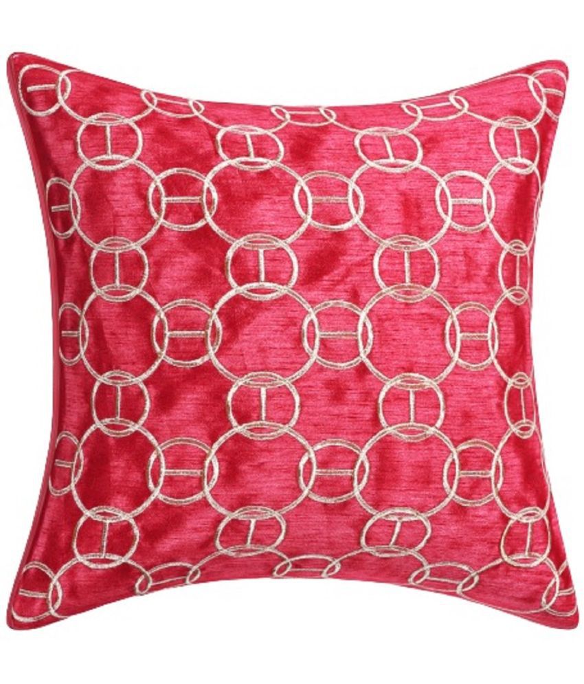     			INDHOME LIFE - Fluorescent Pink Set of 1 Silk Square Cushion Cover