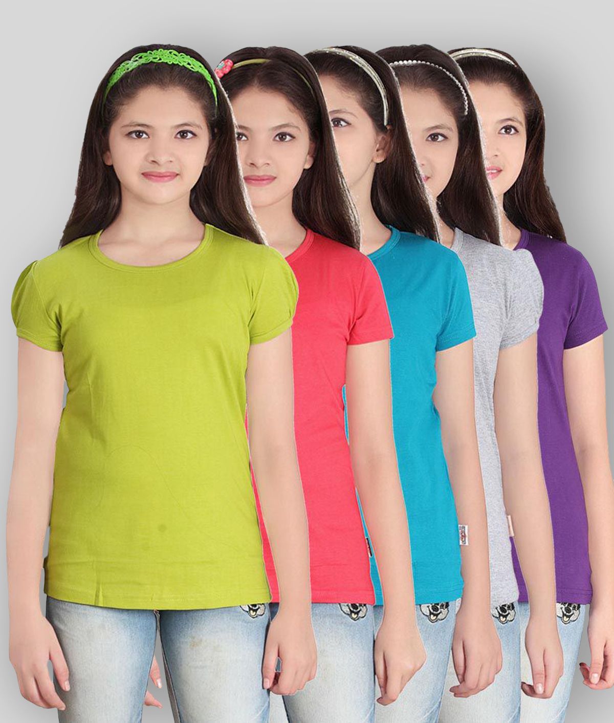     			Sini Mini - Multicolor Cotton Girl's Top ( Pack of 5 )