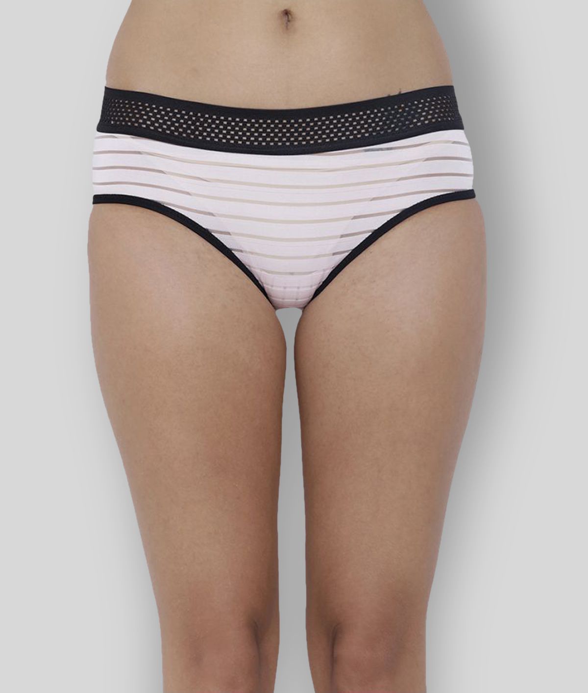 BASIICS By La Intimo - Pink Polyester Striped Women's Briefs ( Pack of 1 )