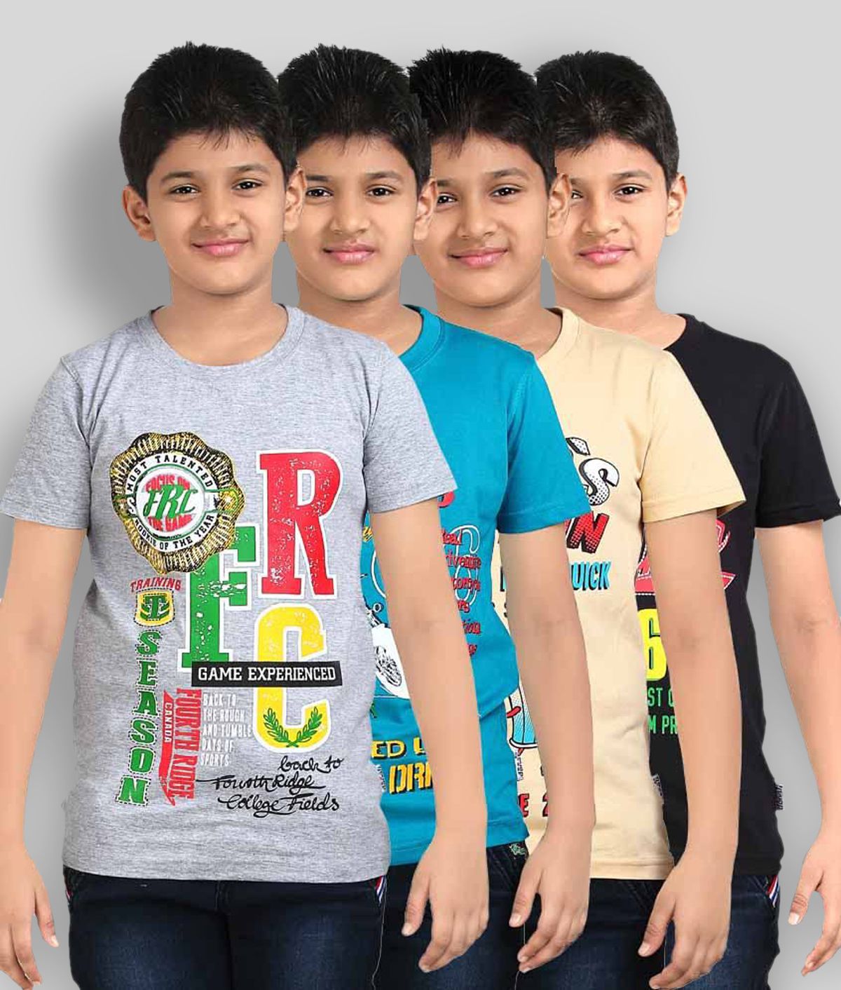 Dongli - Multicolor Cotton Blend Boy's T-Shirt ( Pack of 4 )
