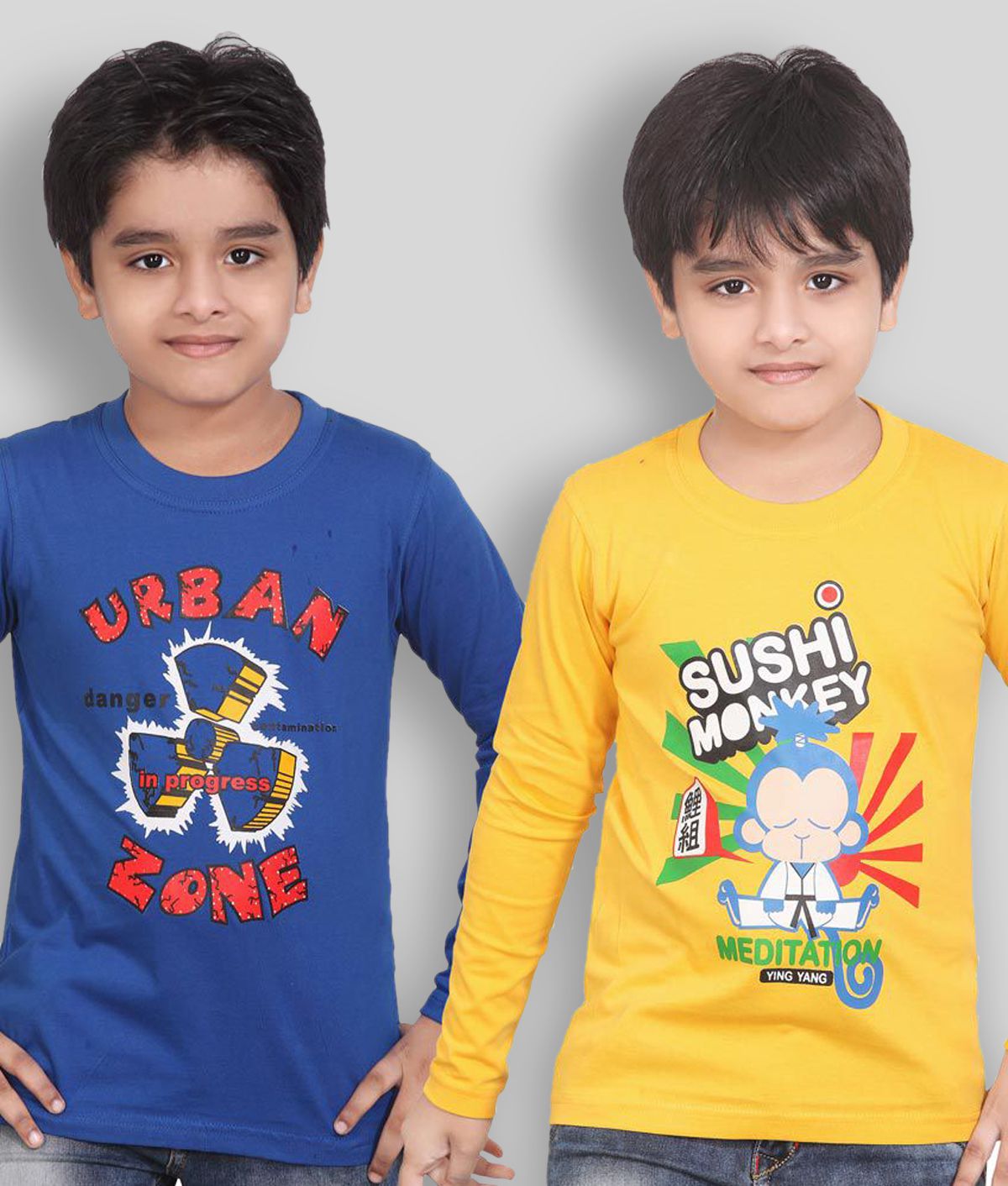     			Dongli - Multicolor Cotton Blend Boy's T-Shirt ( Pack of 2 )