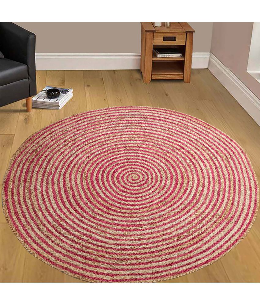     			MRIC Pink Jute Carpet Stripes 3x3 Ft