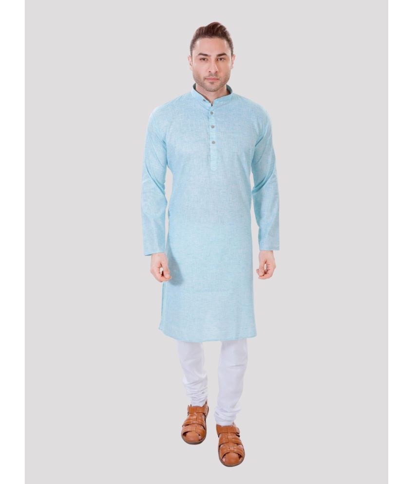     			Maharaja - Light Green Linen Regular Fit Men's Kurta Pyjama Set ( Pack of 1 )