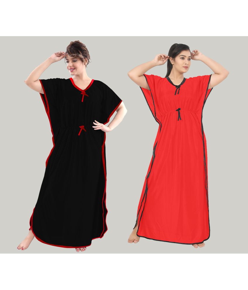     			RRIDHIMA - Multicolor Satin Women's Nightwear Kaftan ( Pack of 2 )