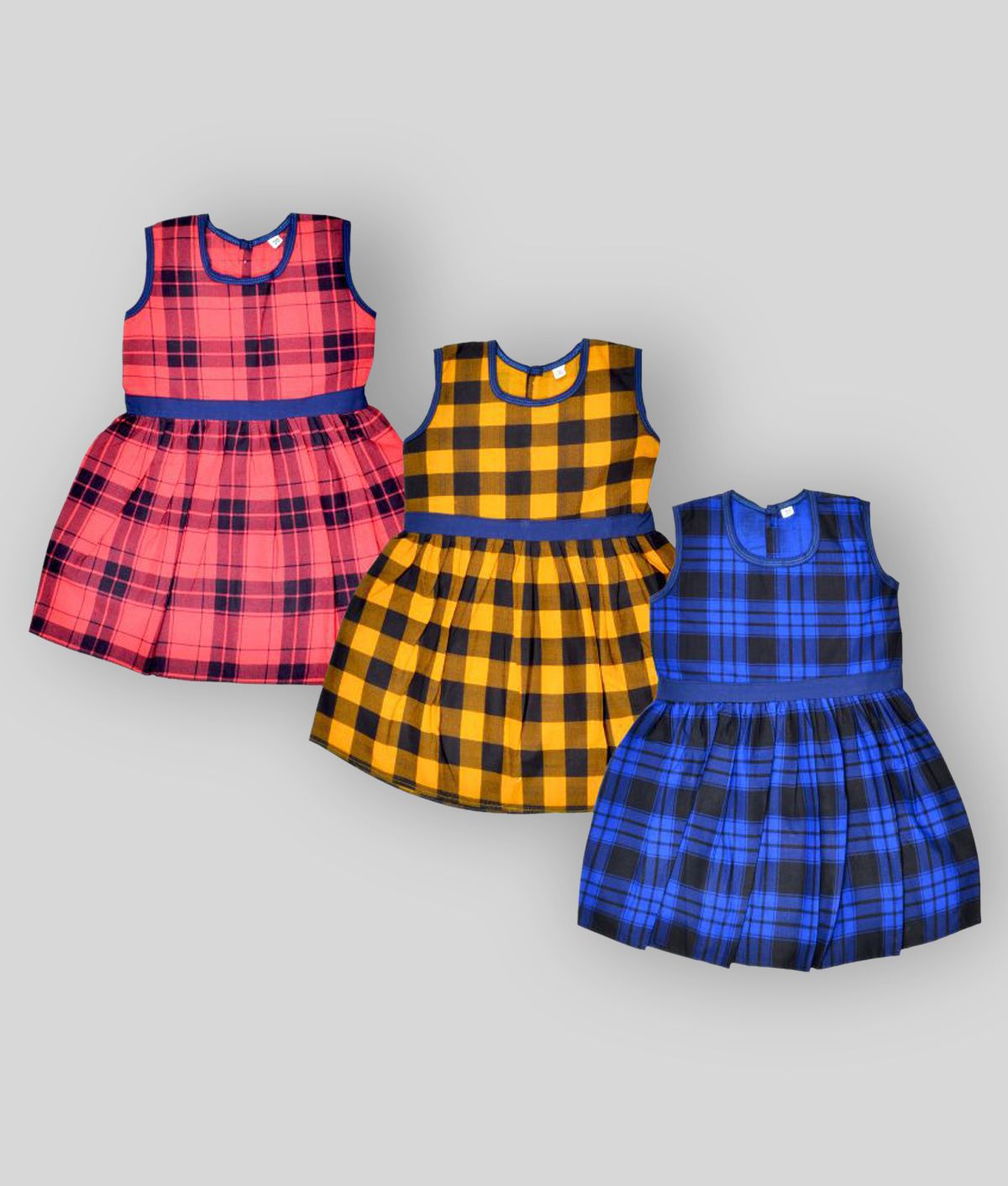     			Sathiyas Pack of 3 Baby Girls 100% Cotton Dresses ( Multi )