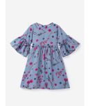 K&U Polyester Frock For Girls ( Pack of 1 , Blue )