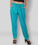 Lee Moda - Turquoise Cotton Regular Fit Women's Casual Pants  ( Pack of 1 )