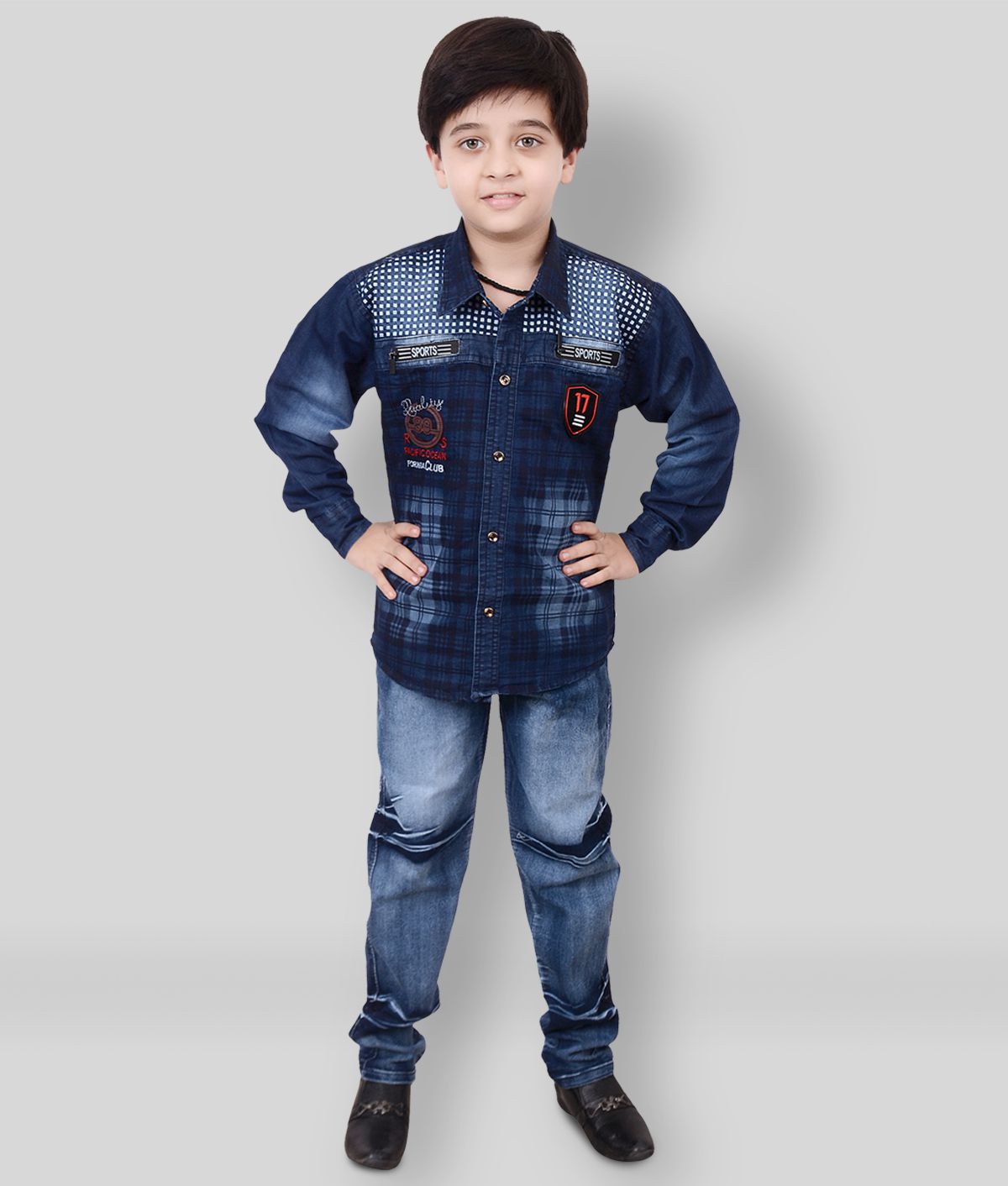     			Arshia Fashions - Blue Denim Boy's Shirt & Jeans ( Pack of 1 )