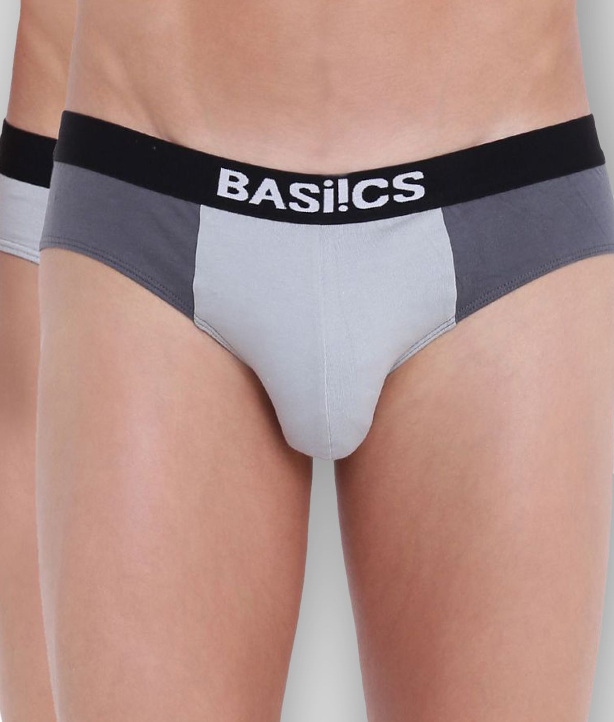     			BASIICS By La Intimo - Light Grey Cotton Men's Briefs ( Pack of 2 )