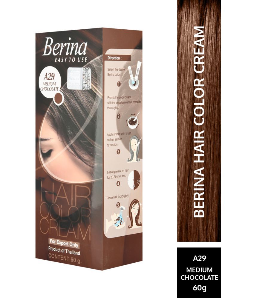     			Berina Hair Color Cream A29 Long Lasting Shine Permanent Hair Medium Chocolate for Women & Men 60 g Pack of 1