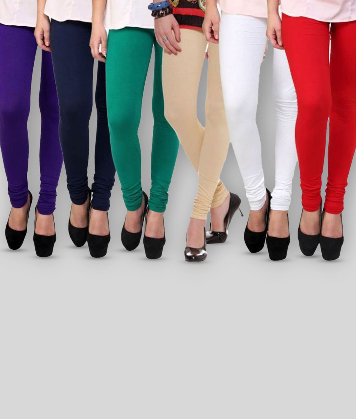     			FnMe - Multicolor Cotton Blend Women's Leggings ( Pack of 6 )