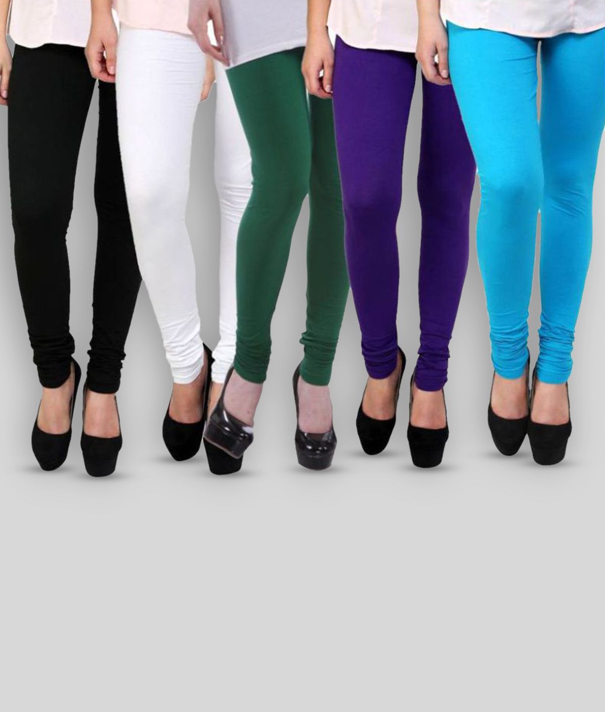     			FnMe - Multicolor Cotton Blend Women's Leggings ( Pack of 5 )