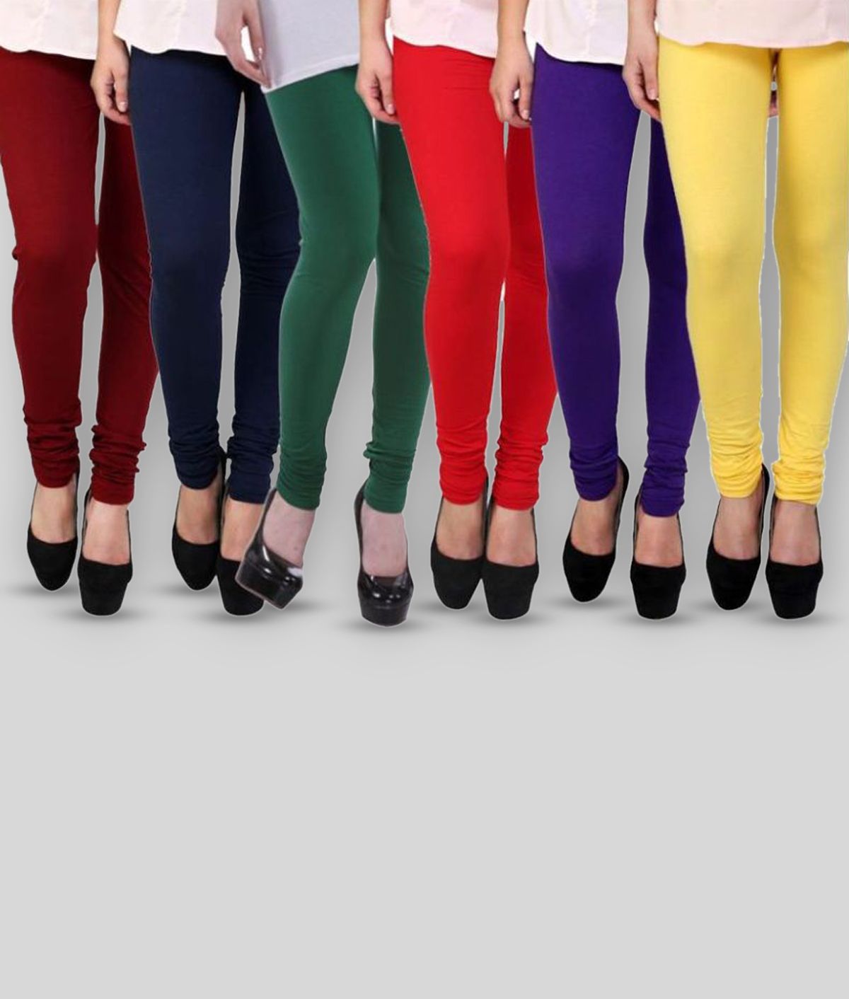     			FnMe - Multicolor Cotton Blend Women's Leggings ( Pack of 6 )