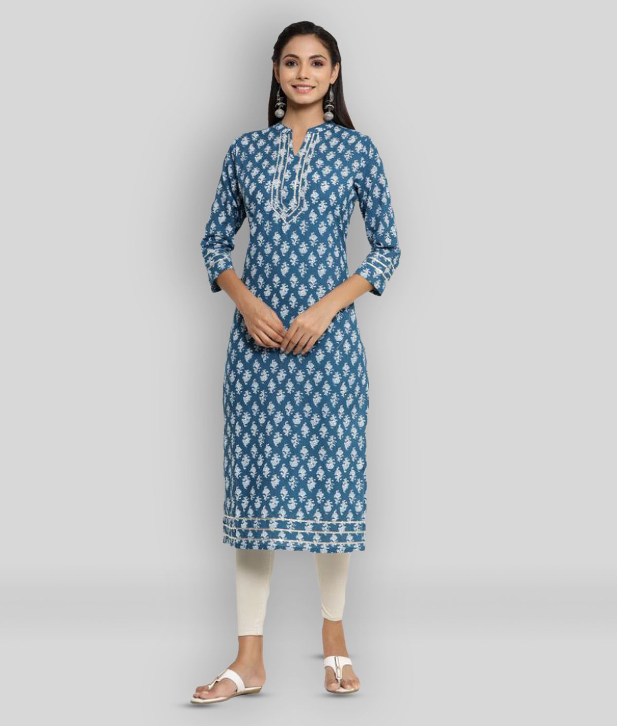     			KIPEK - Blue Cotton Women's Straight Kurti ( Pack of 1 )