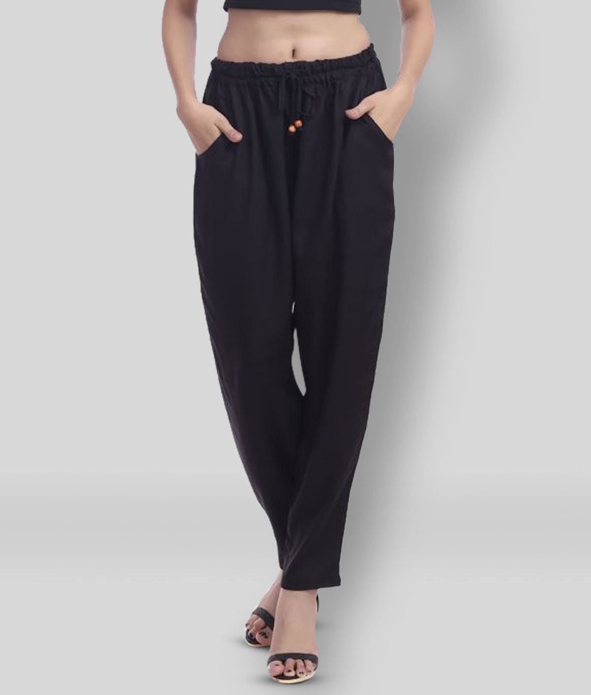     			Lee Moda - Black Rayon Loose Fit Women's Casual Pants  ( Pack of 1 )