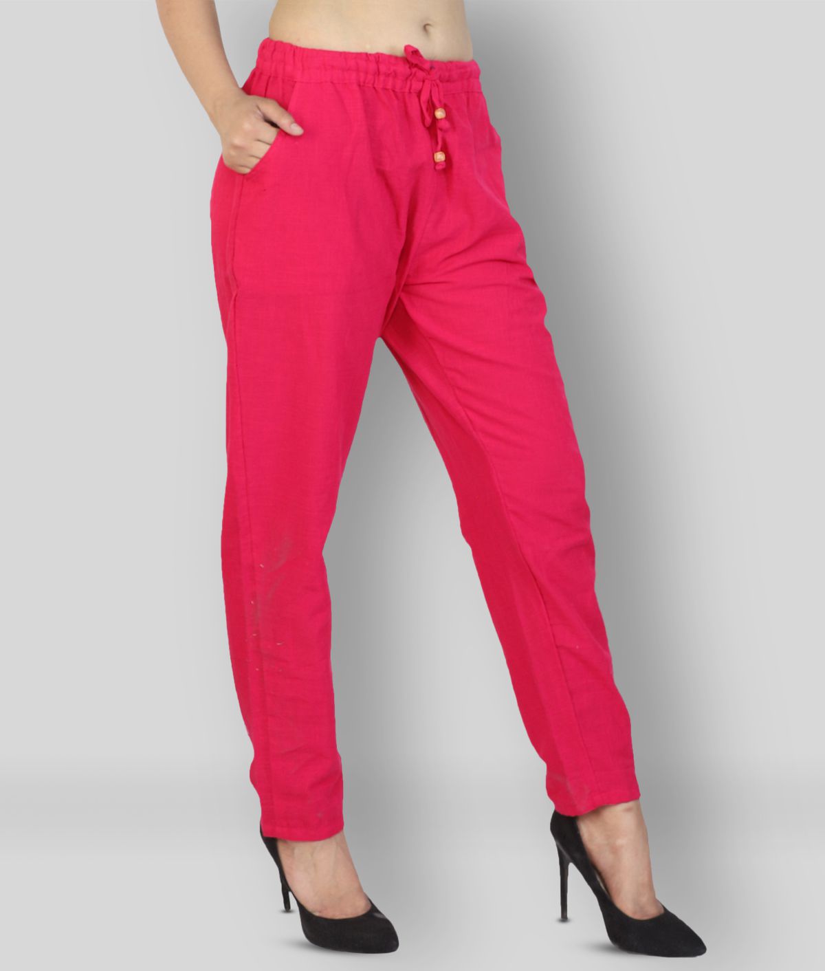     			Lee Moda - Pink Cotton Regular Fit Women's Casual Pants  ( Pack of 1 )