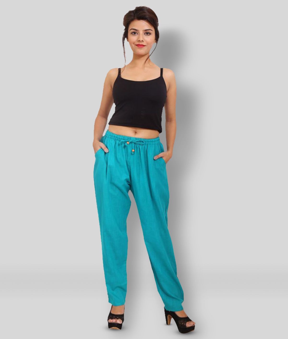 Accurate testimony Roasted Buy Lee Moda - Turquoise Cotton Regular Fit Women's Casual Pants ( Pack of  1 ) Online at Best Price in India - Snapdeal