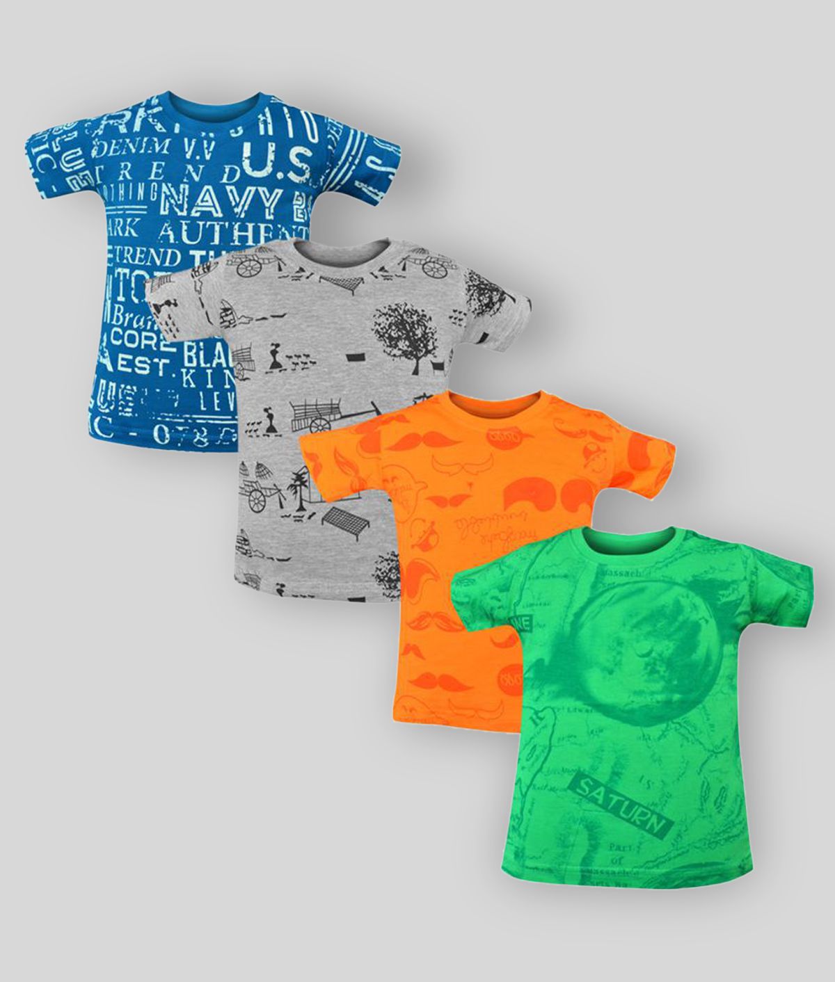     			Luke and Lilly - Orange Cotton Boy's T-Shirt ( Pack of 4 )