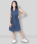 StyleStone Denim A-line Dress For Girls ( Pack of 1 , Blue )