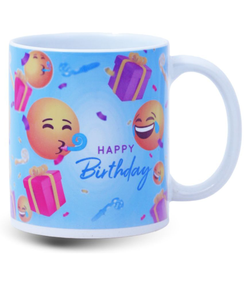 HOMETALES - Light Blue Ceramic Happy Birthday Gifting Coffee Mug