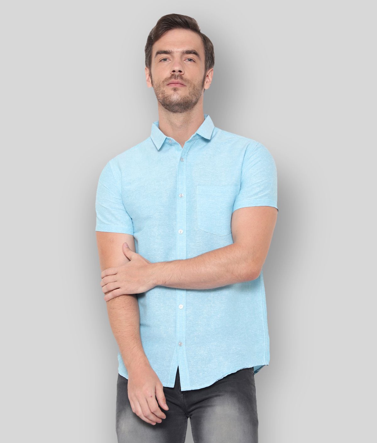 Latest Chikan - Blue Cotton Blend Regular Fit Men's Casual Shirt (Pack of 1)