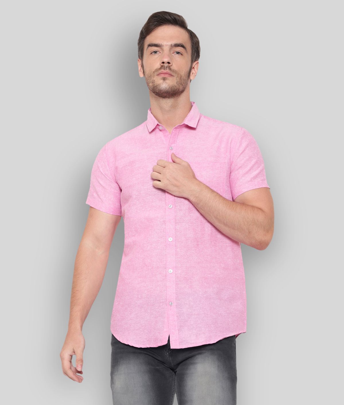     			Latest Chikan - Pink Cotton Blend Regular Fit Men's Casual Shirt (Pack of 1)