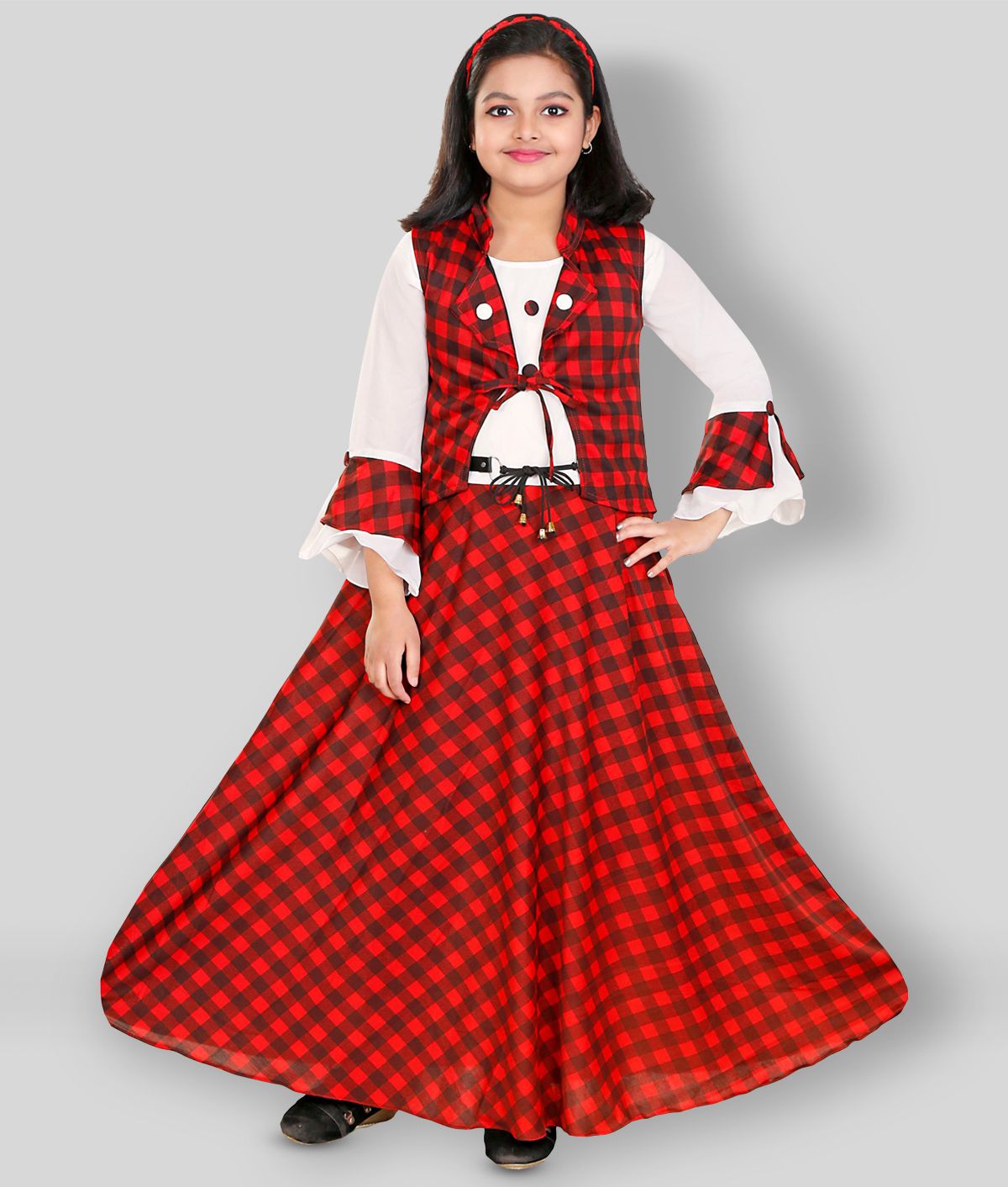     			Pari Fashions - Red Cotton Blend Girl's Gown ( Pack of 1 )