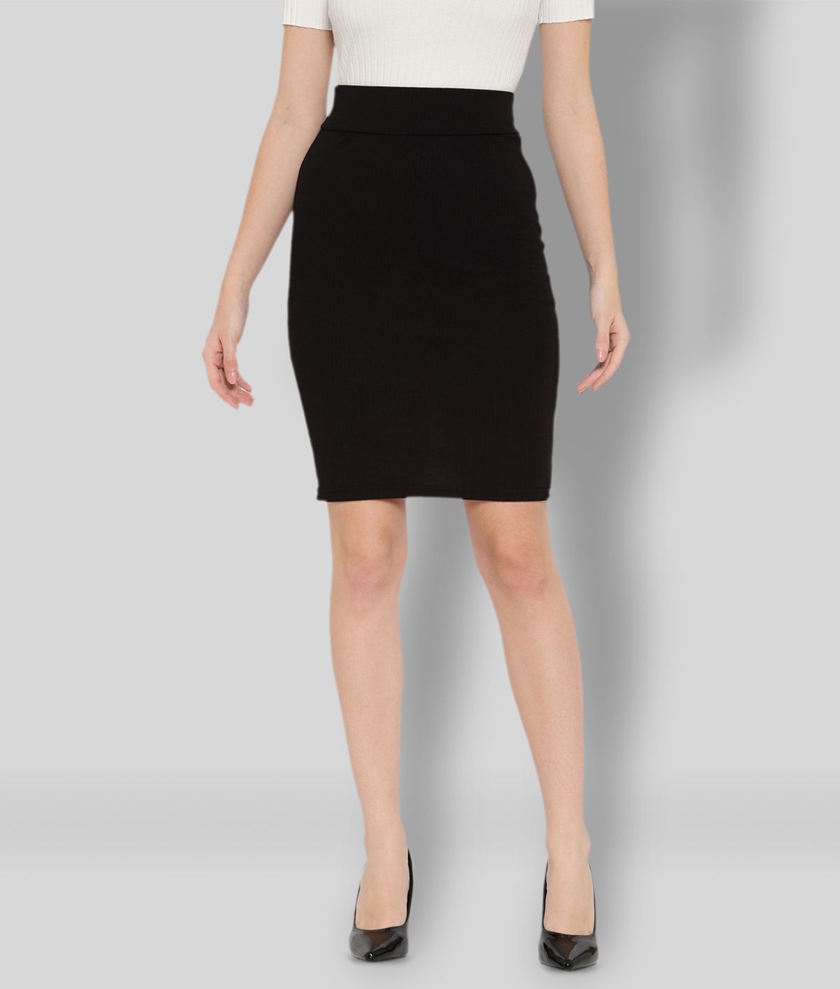 R L F - Black Cotton Blend Women's Straight Skirt ( Pack of 1 )