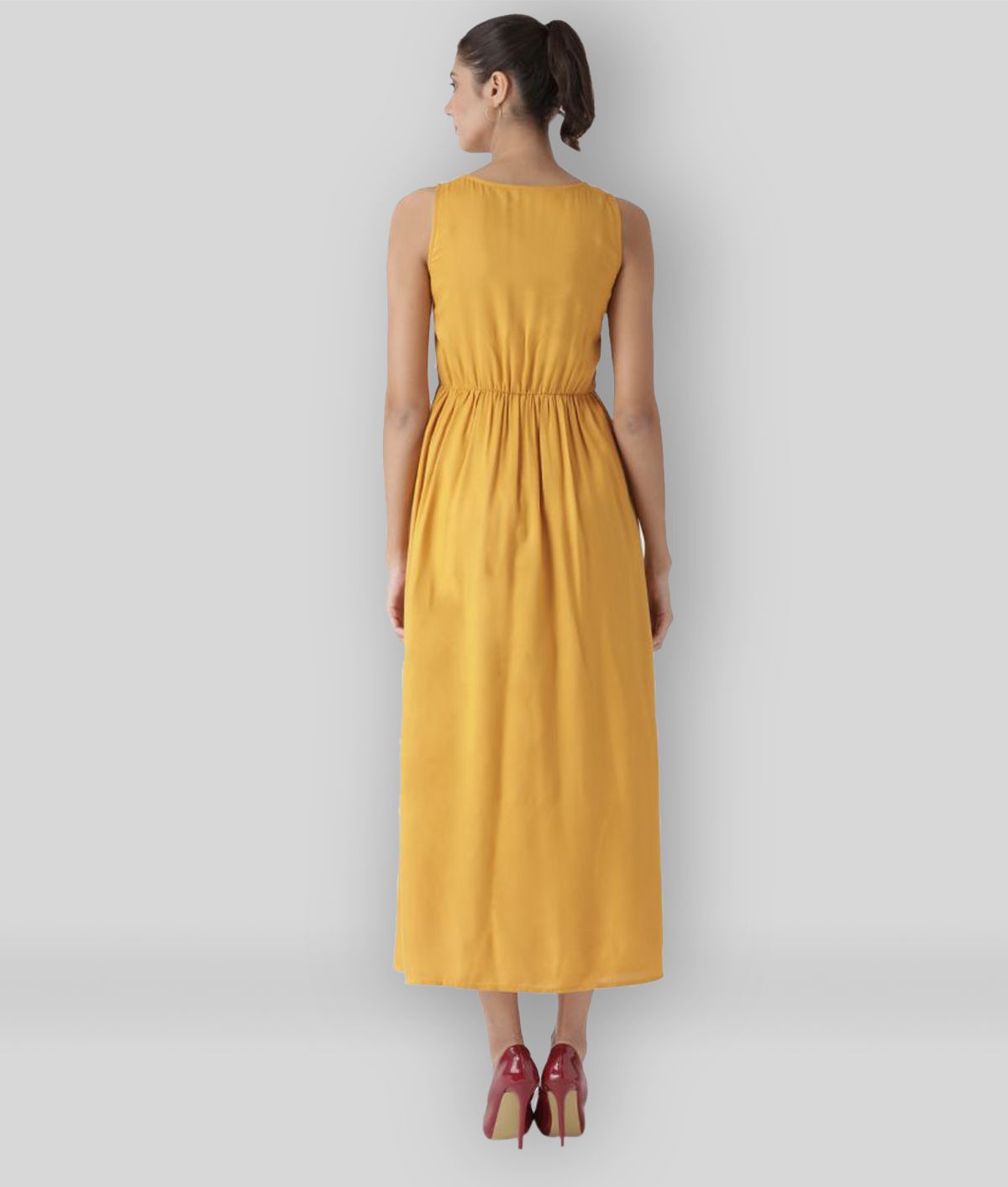 The Vanca - Yellow Viscose Women's Fit & Flare Dress ( Pack of 1 )