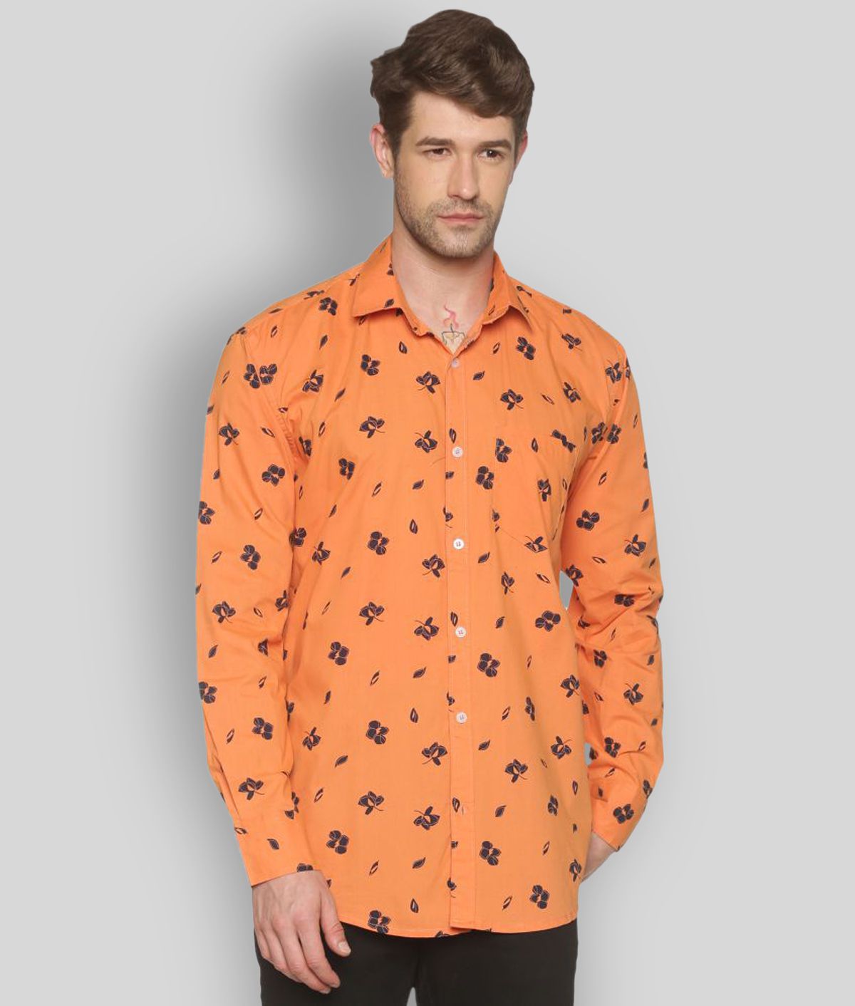     			YHA - Orange 100% Cotton Regular Fit Men's Casual Shirt ( Pack of 1 )