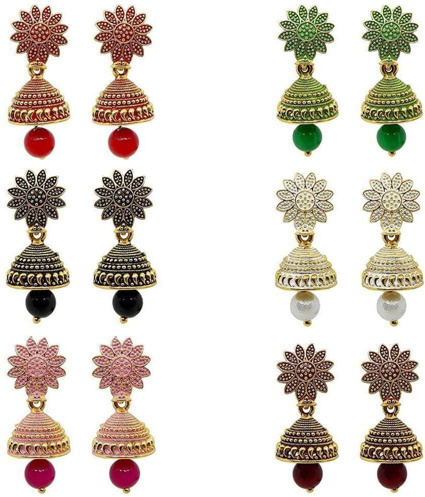     			Happy Stoning - Multi Color Jhumki ( Pack of 6 )