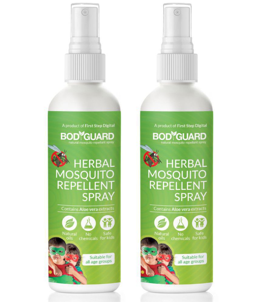     			Bodyguard Herbal Mosquito Repellent Spray With Goodness Of Essential Oils And Aloe Vera Extracts - 100 Ml,Pack of 2,Green