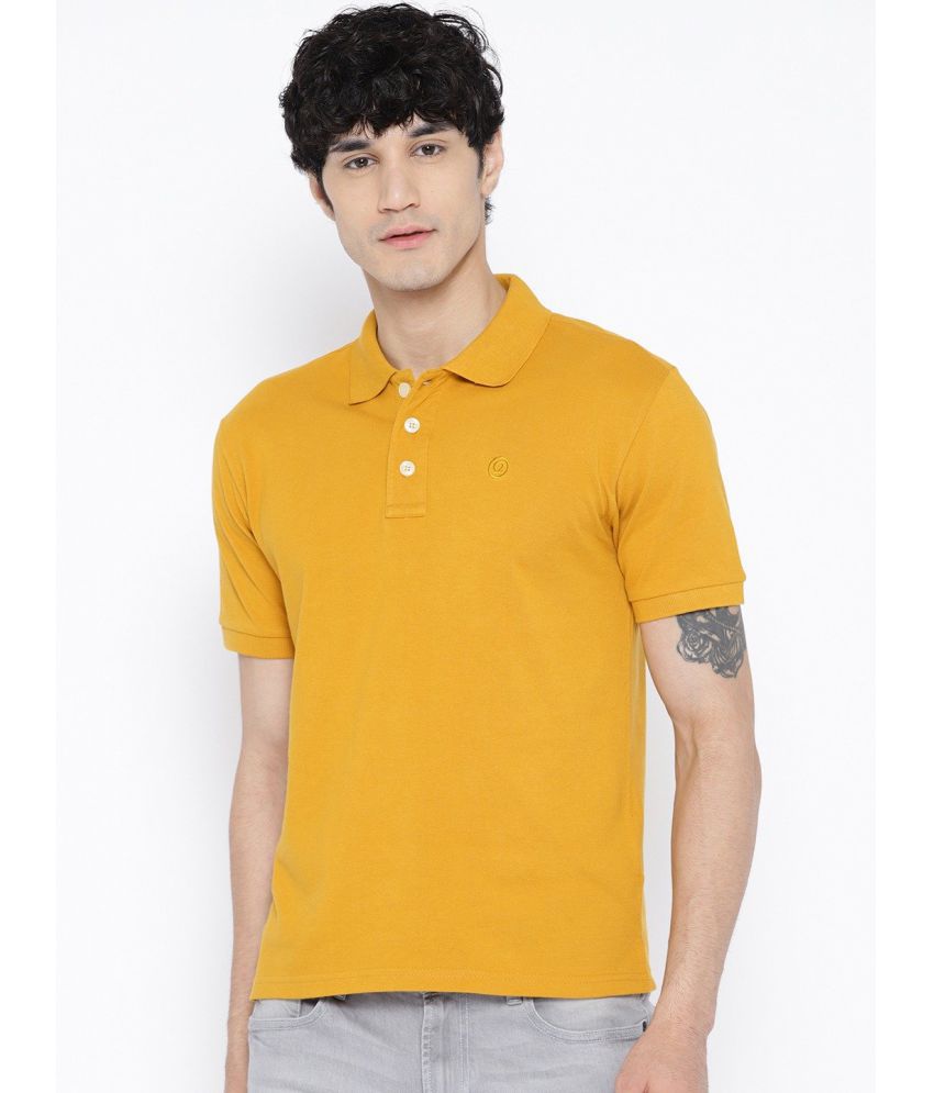     			Chkokko - Mustard Cotton Blend Slim Fit Men's Polo T Shirt ( Pack of 1 )