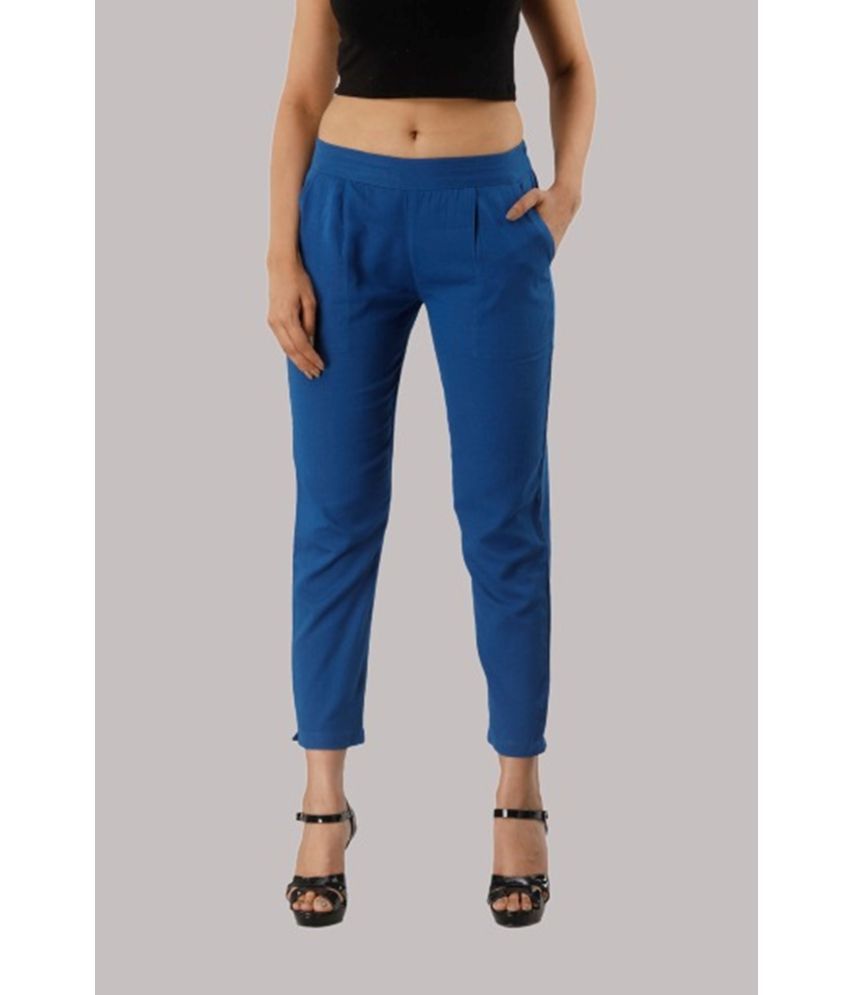     			JAIPUR VASTRA - Blue Cotton Blend Regular Women's Casual Pants ( Pack of 1 )