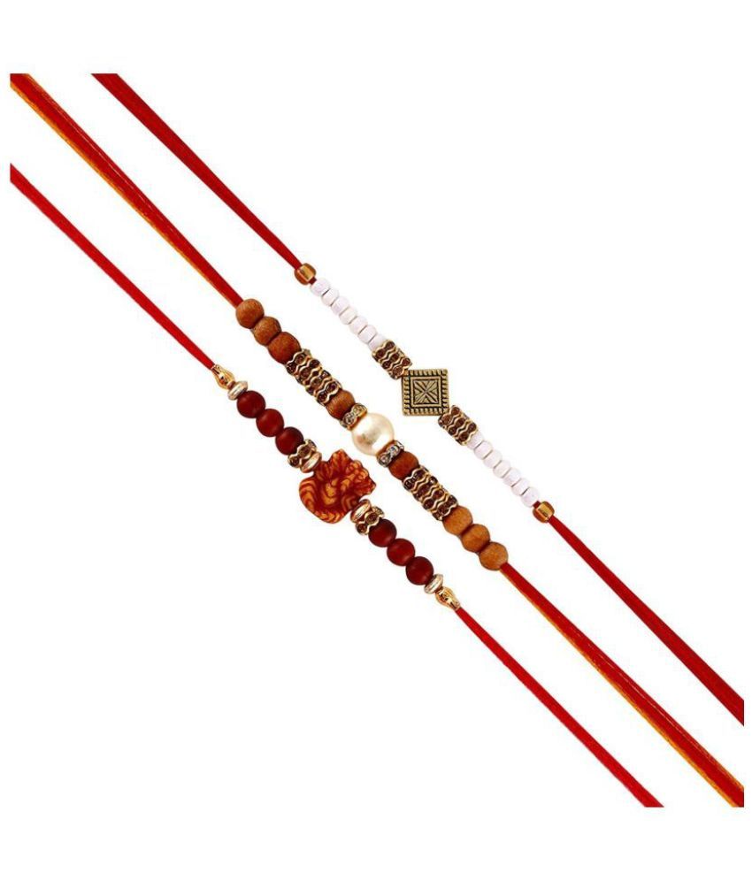     			Purvani Rakhi Set Multicolour With Roli chawal & Card Pack of 3