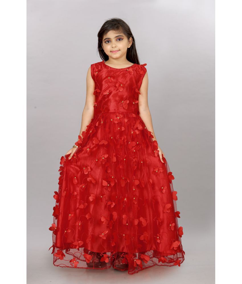     			Apnisha - Red Net Girls Gown ( Pack of 1 )