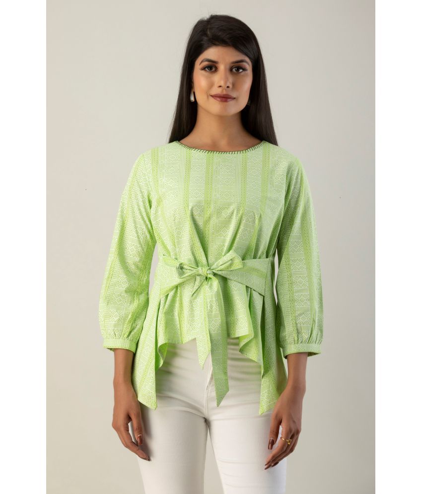     			JAIPUR VASTRA - Green Cotton Women's Asymmetrical Top ( Pack of 1 )
